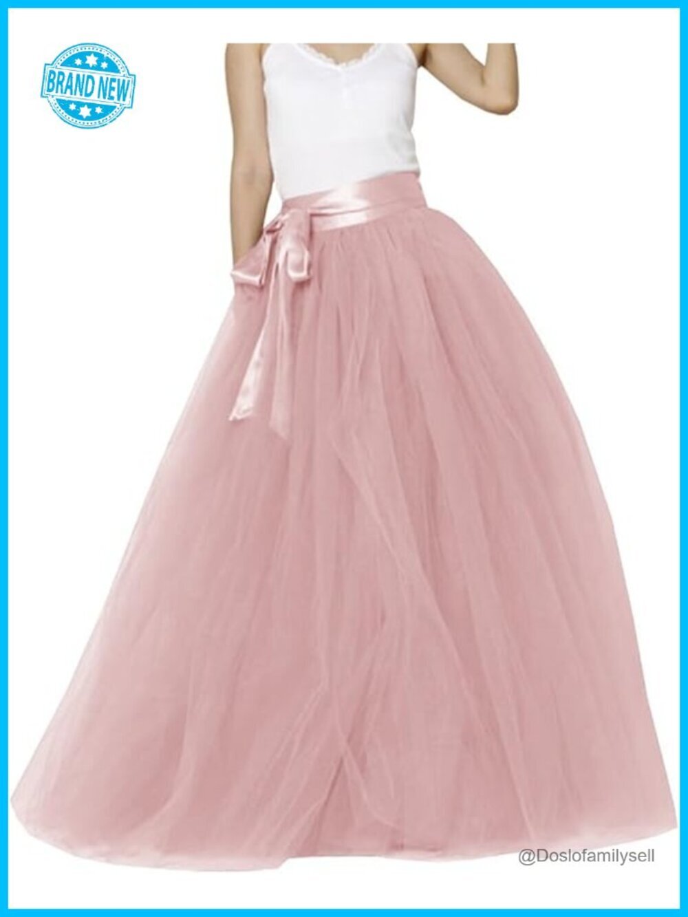 Women's 5-Layer Floor-Length Tulle Tutu Evening Skirt with Elastic Waist
